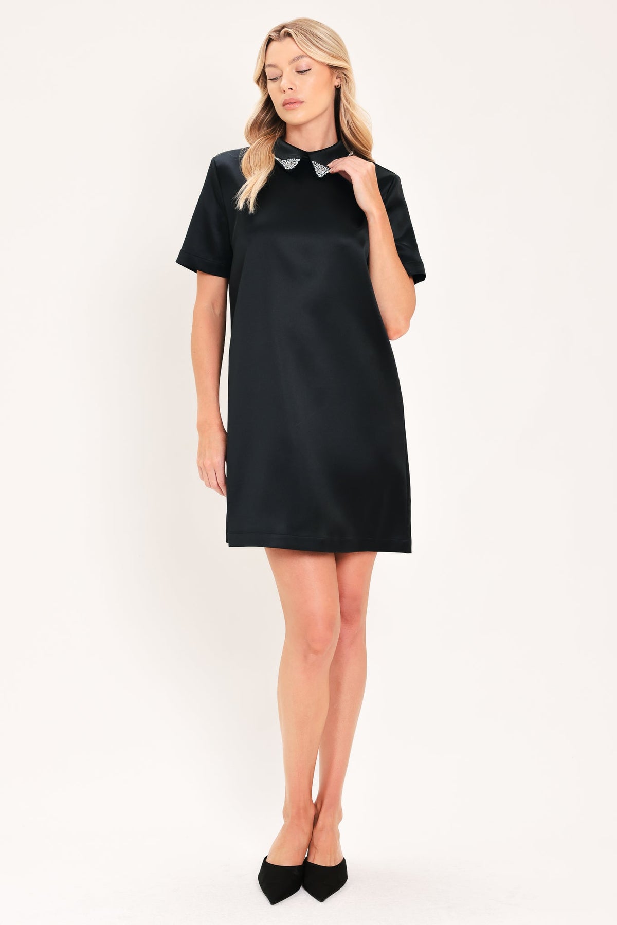Onyx Collar Glow Mini Dress