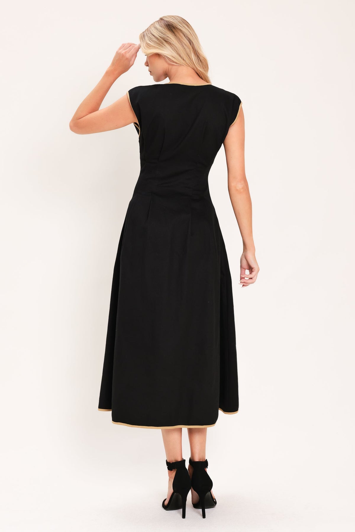 Nightfall Gold Accent Midi Dress