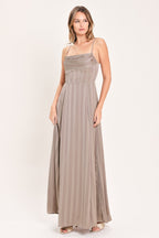 Misted Silk Daybreak Shadow Stripe Maxi Dress