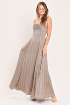 Misted Silk Daybreak Shadow Stripe Maxi Dress