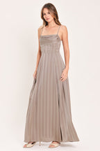 Misted Silk Daybreak Shadow Stripe Maxi Dress