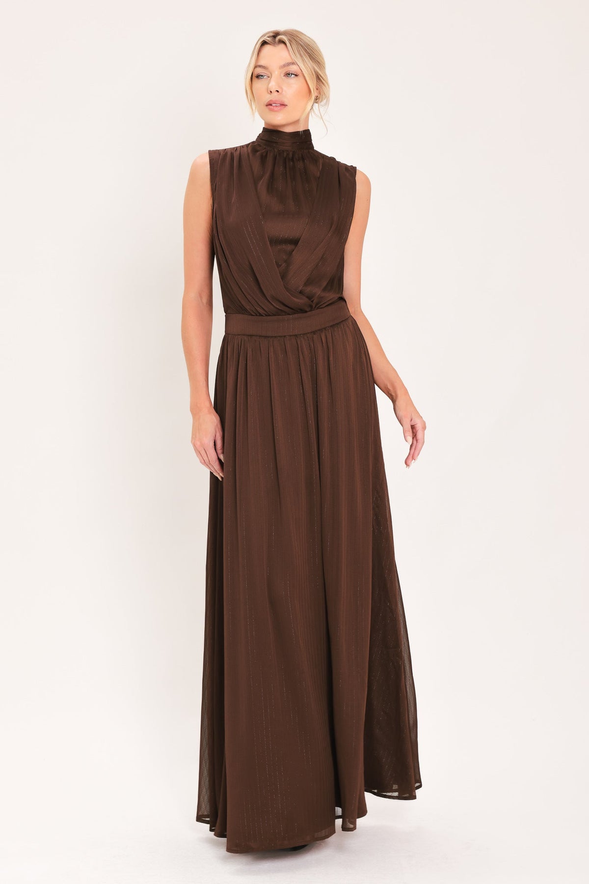Espresso Gathered Glow Maxi Dress