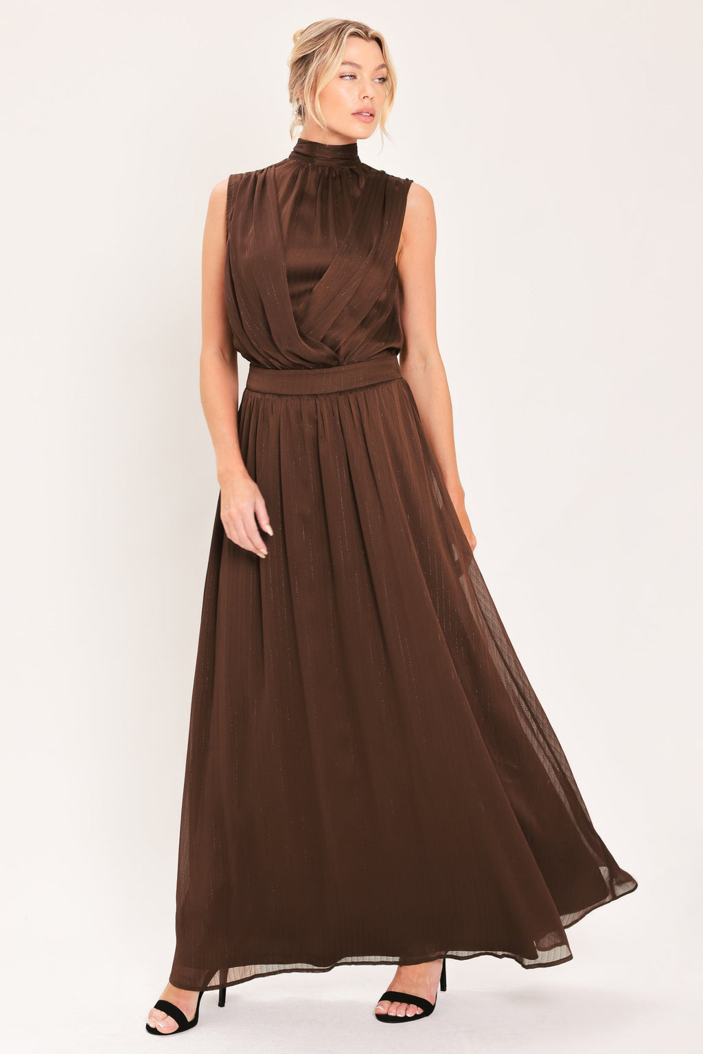 Espresso Gathered Glow Maxi Dress