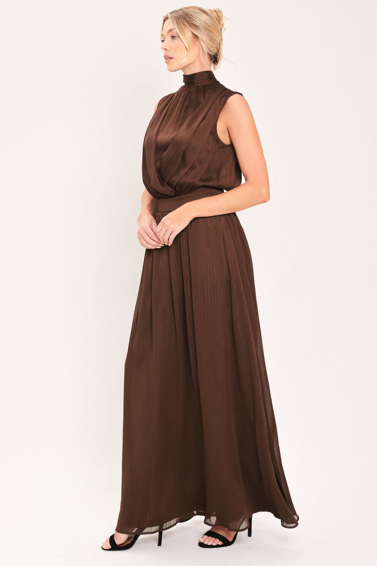 Espresso Gathered Glow Maxi Dress