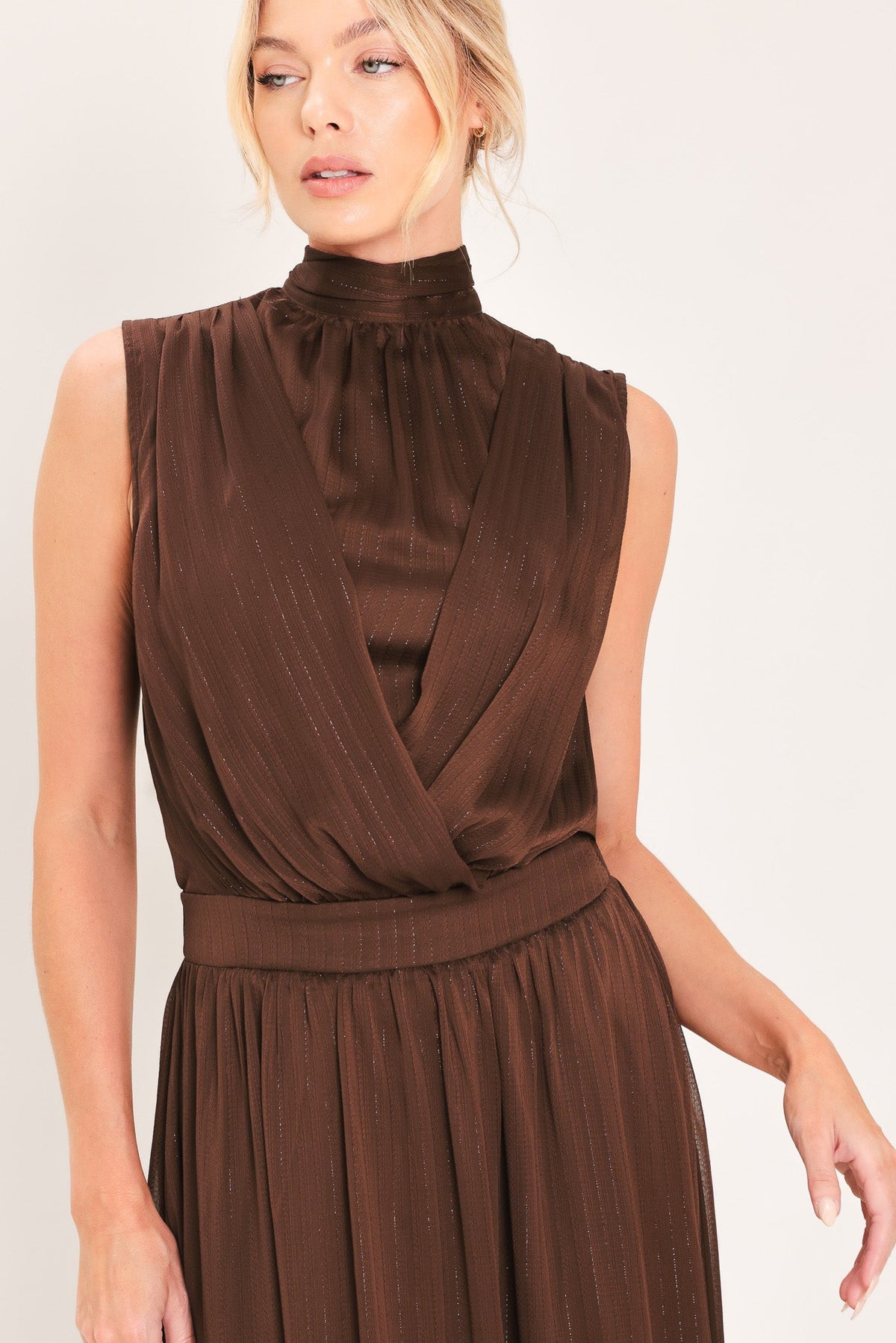 Espresso Gathered Glow Maxi Dress