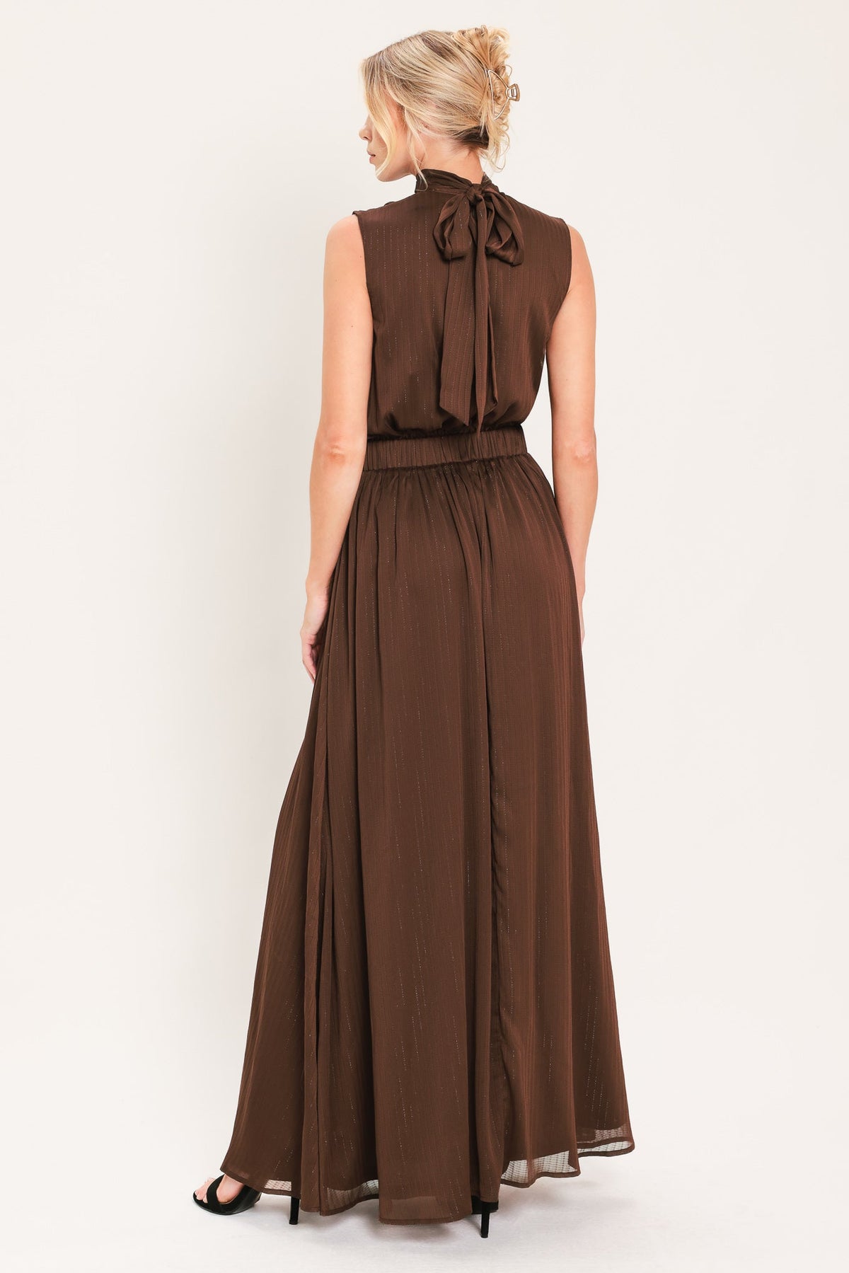 Espresso Gathered Glow Maxi Dress