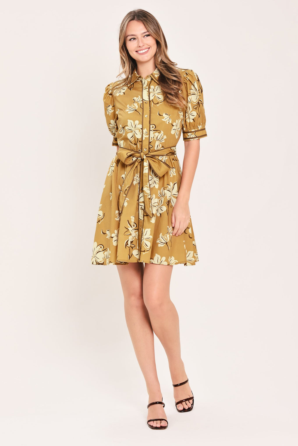 Sunwarm Floral Charm Mini Shirt Dress