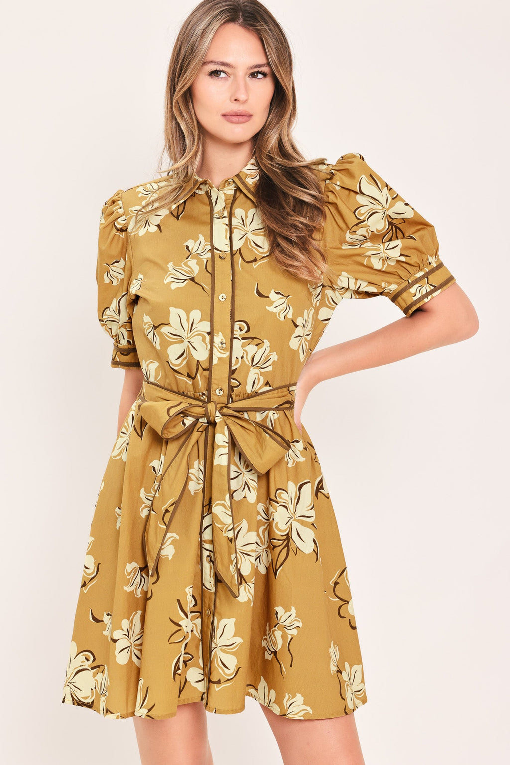 Sunwarm Floral Charm Mini Shirt Dress