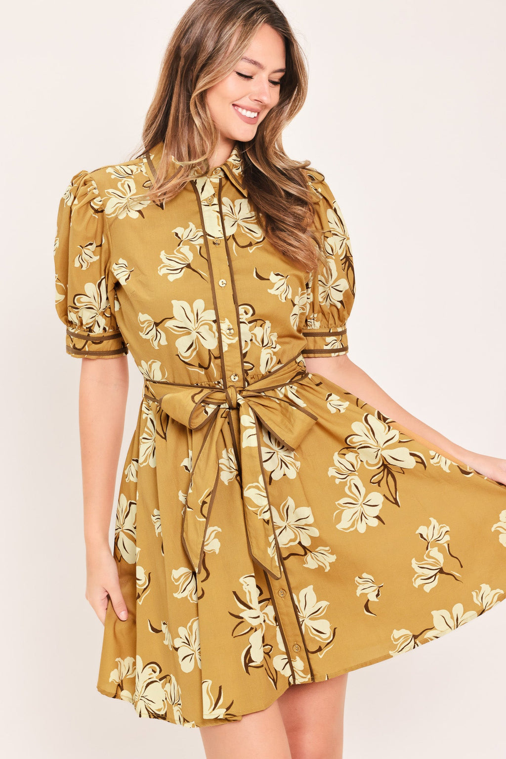 Sunwarm Floral Charm Mini Shirt Dress