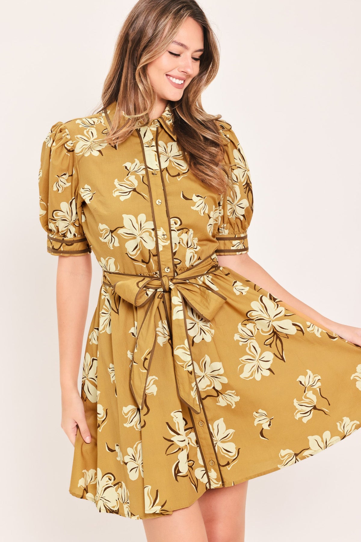 Sunwarm Floral Charm Mini Shirt Dress