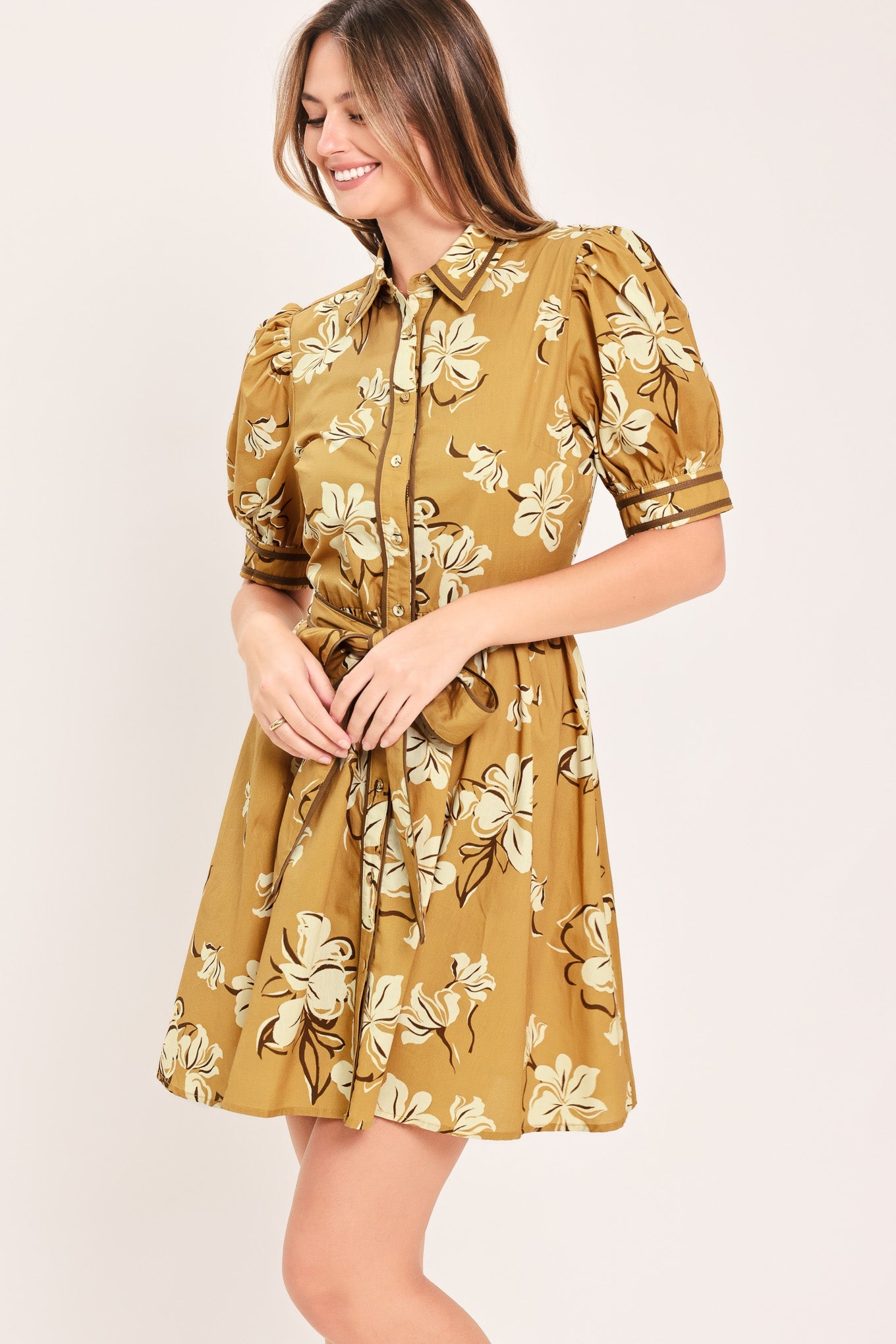 Sunwarm Floral Charm Mini Shirt Dress