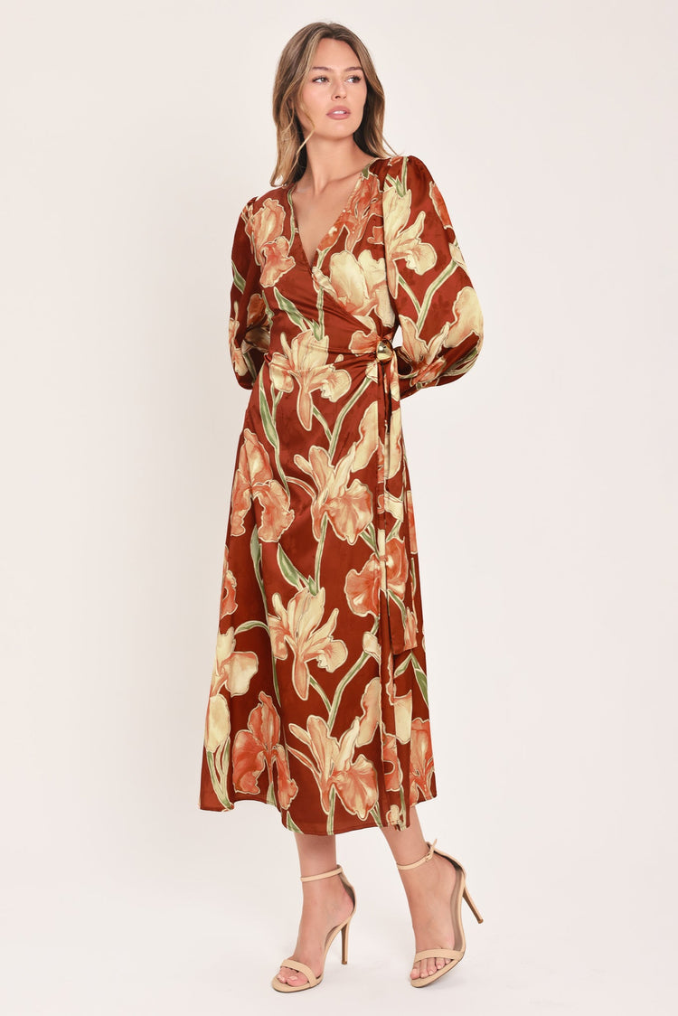 Falling for You Faux Wrap Midi Dress