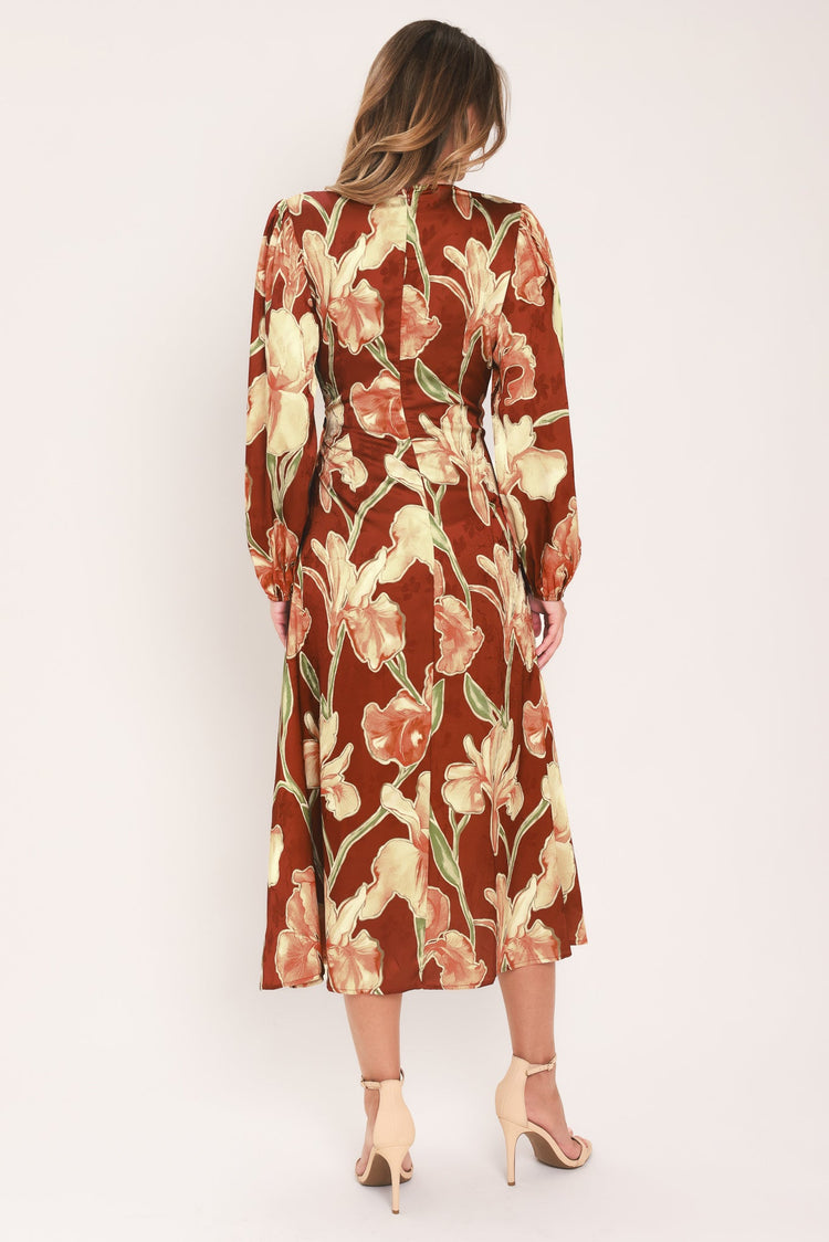 Falling for You Faux Wrap Midi Dress