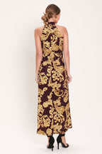 Scarlet Spell Crushed Velvet Halter Maxi Dress