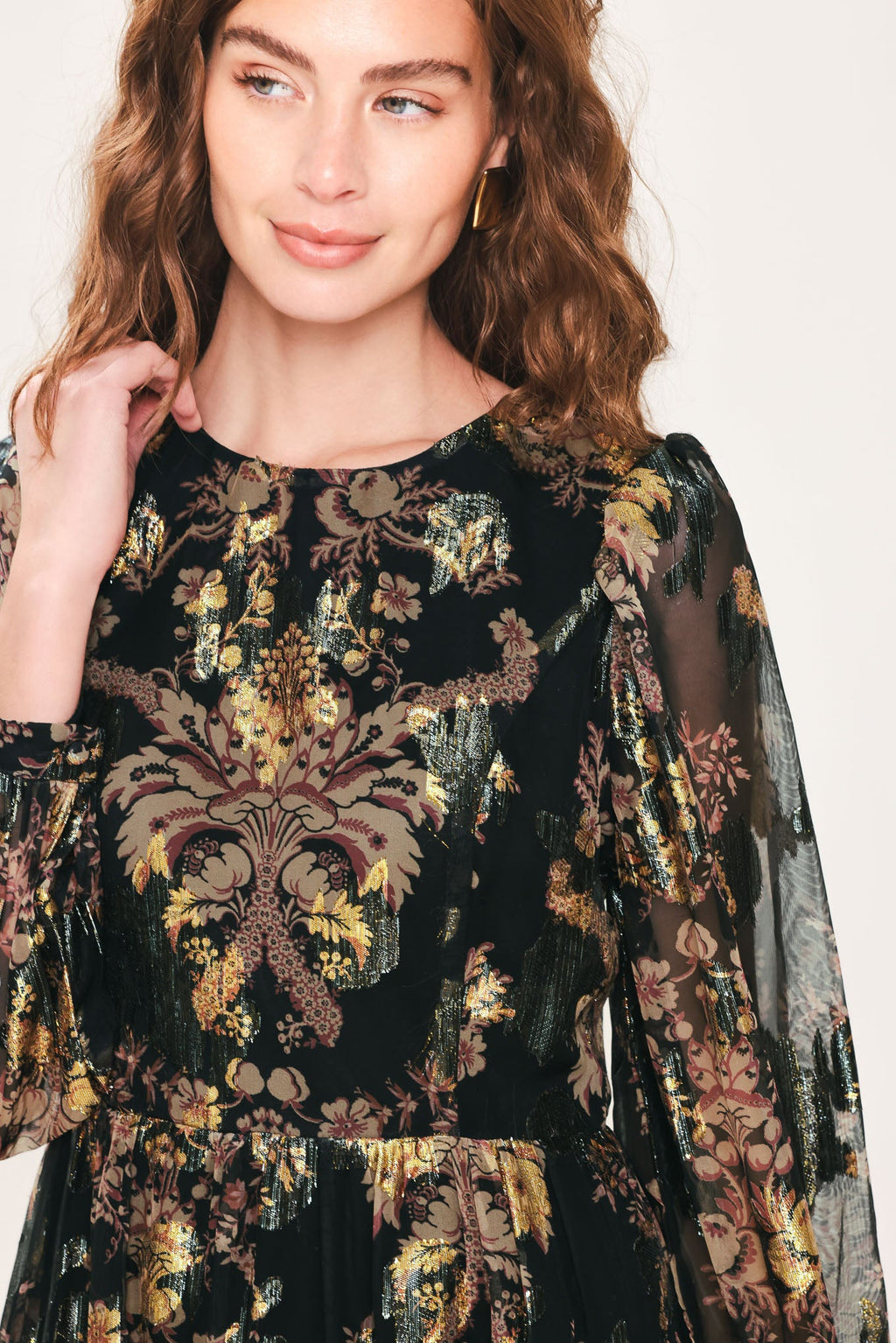 Midnight Flirt Printed Ruffle-Hem Mini Dress