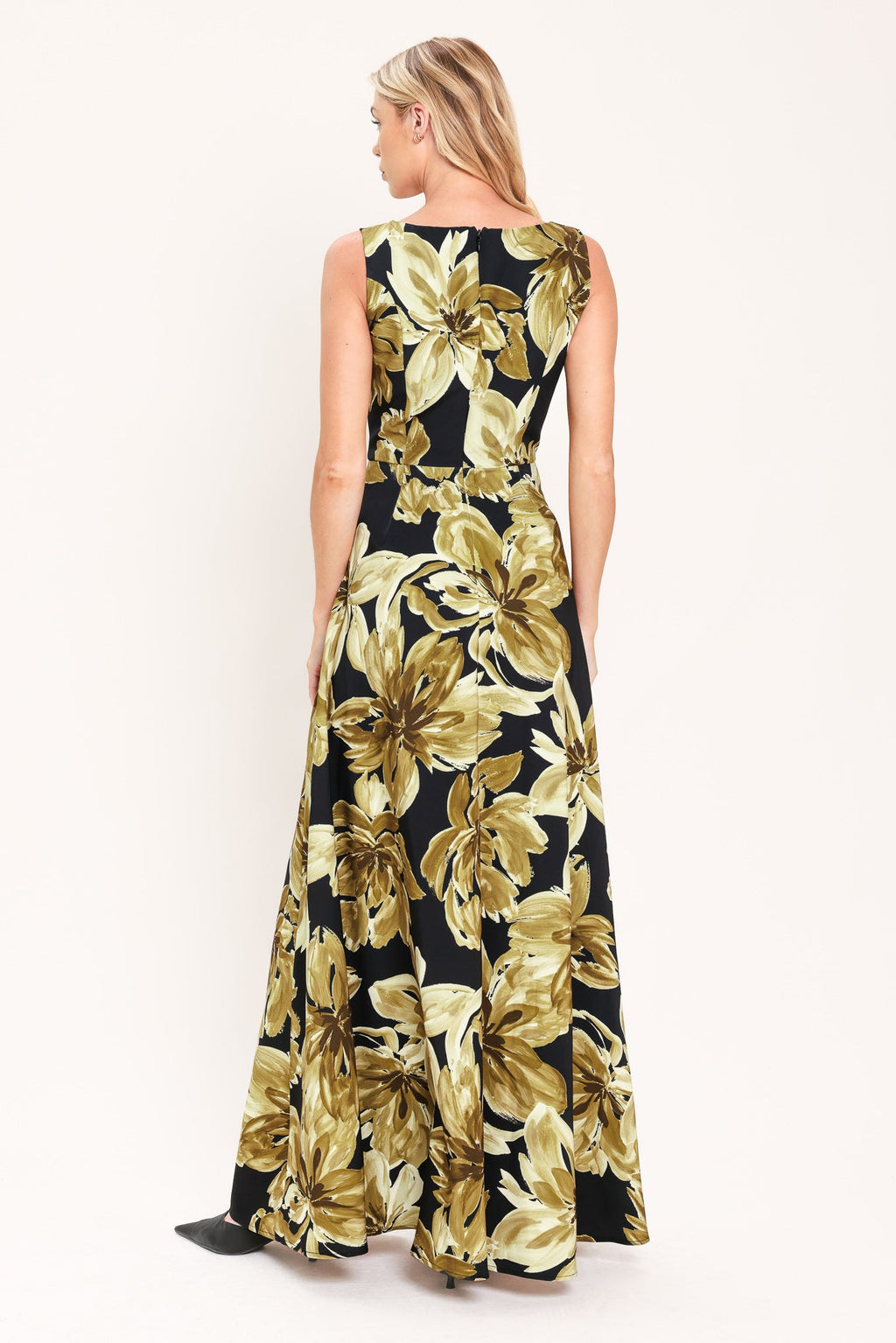 Antique Gold Bloom Maxi Dress