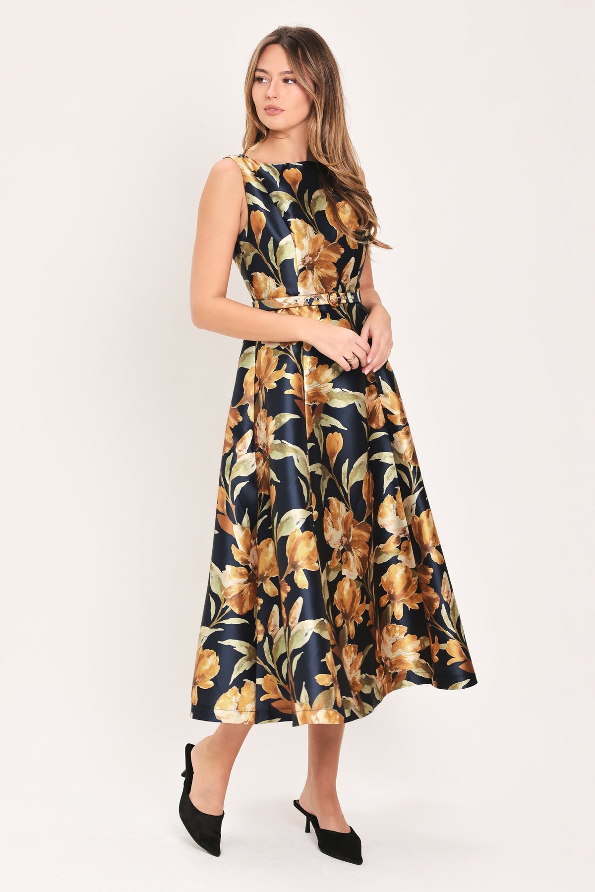 Midnight Marigold Midi Dress