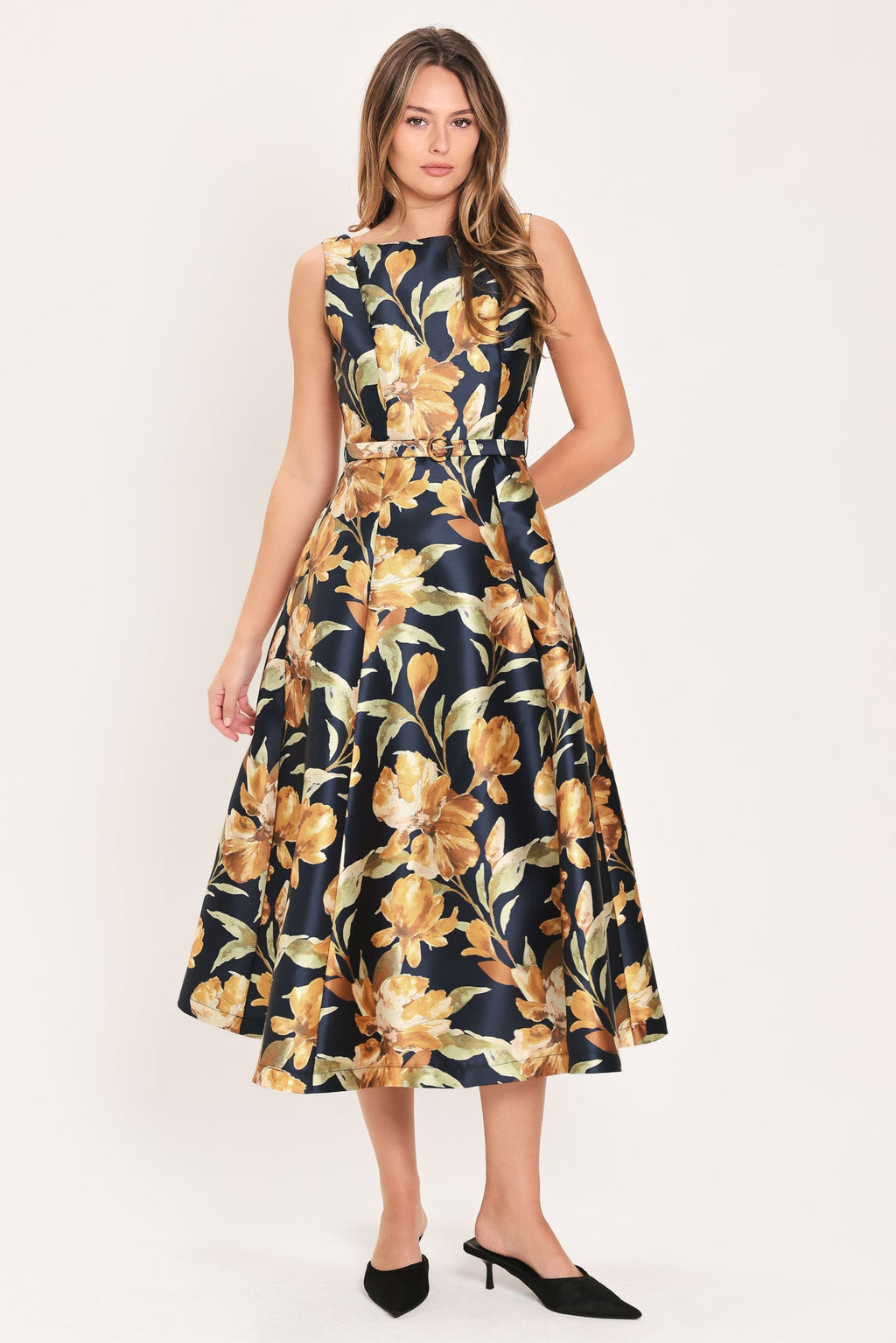 Midnight Marigold Midi Dress