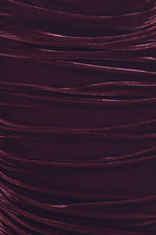 Plum Embrace Velvet Off-Shoulder Ruched Midi Dress