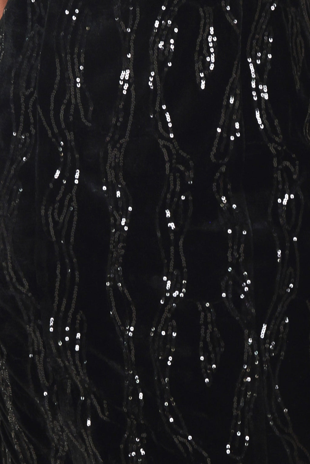 Velvet Obsession Black Sequin Sweetheart Midi Dress
