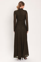 Cocoa Veil Burnout Velvet Mesh Maxi Dress