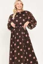 Mauve Mocha Polka Dot Midi Dress