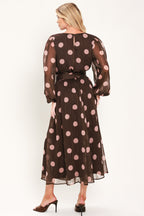 Mauve Mocha Polka Dot Midi Dress