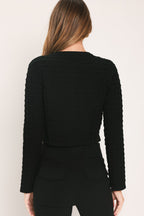 Polished Moment Jewel-Button Cropped Sweater Top