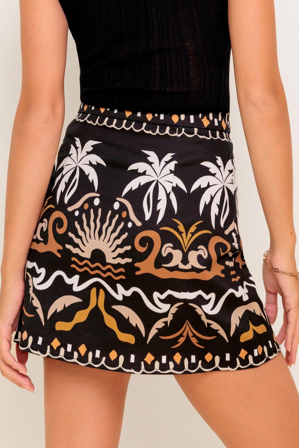 Tropic Shadow Black Mini Skirt