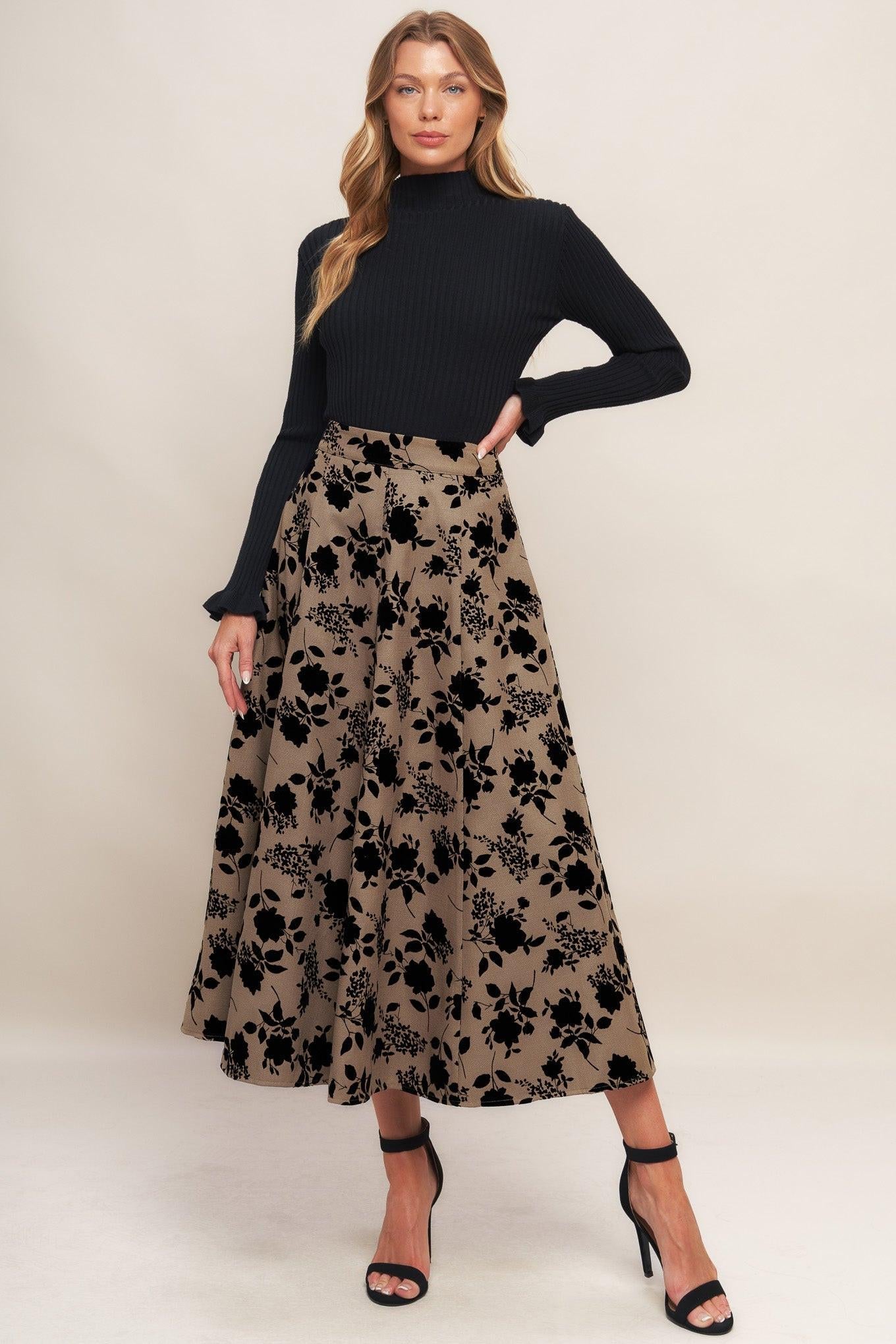 Classic Bloom Look Flocking Circle Skirt