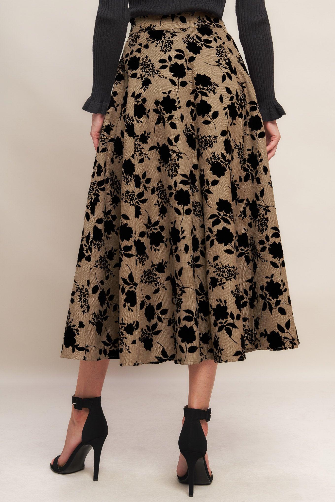Classic Bloom Look Flocking Circle Skirt