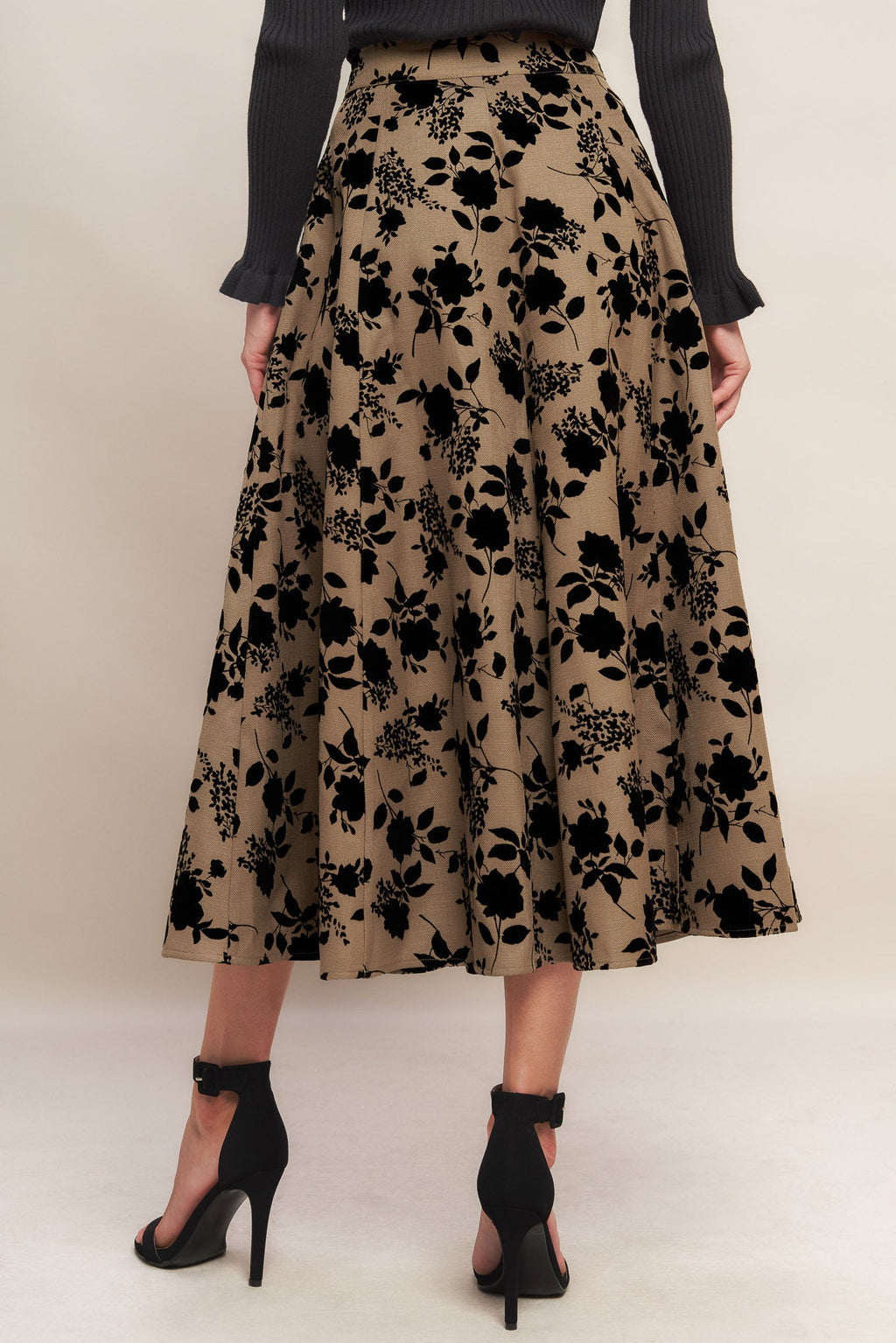 CLASSIC BLOOM LOOK WOVEN FLOCKING CIRCLE SKIRT