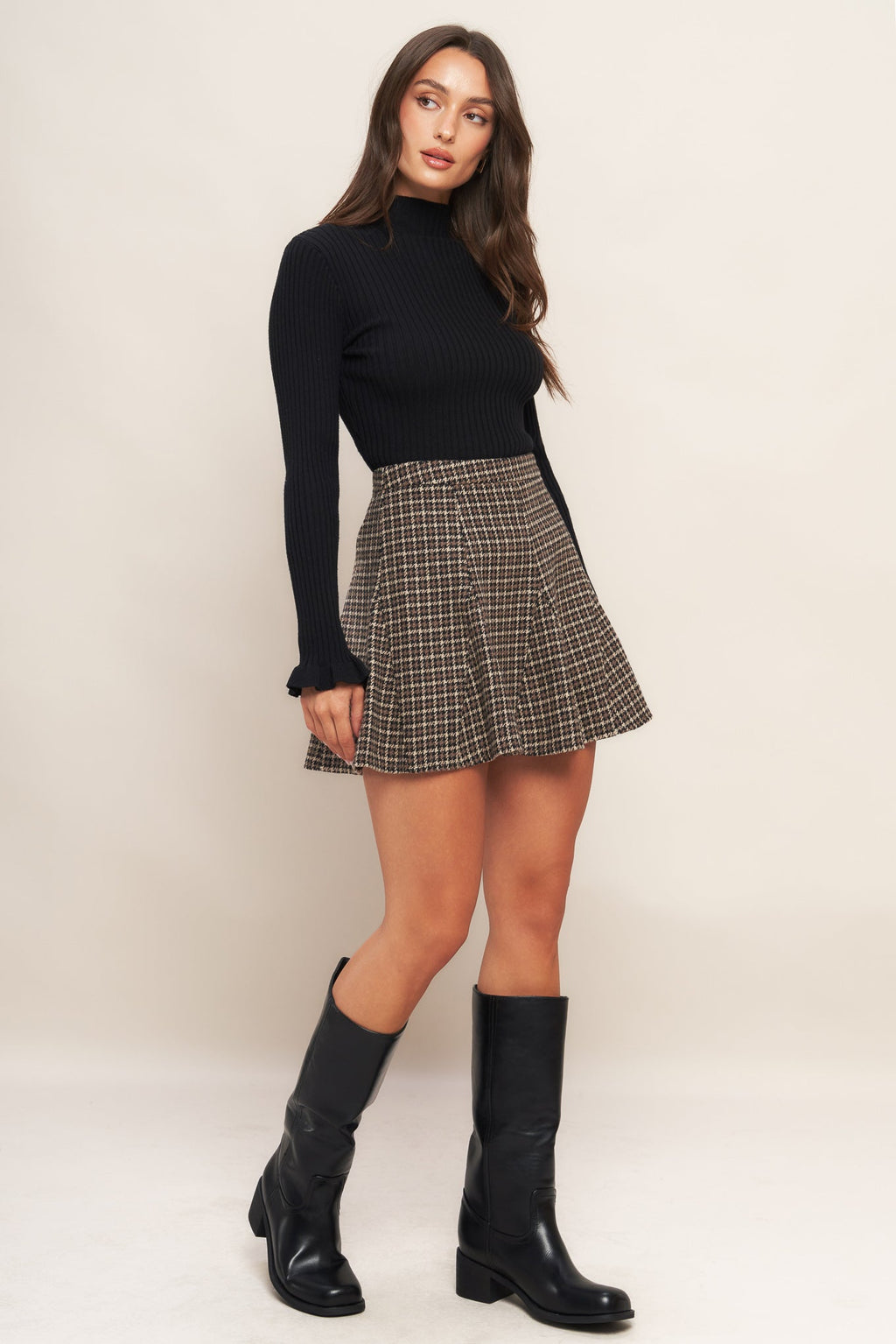 HOUND FLARE TWEED WOVEN SKIRT