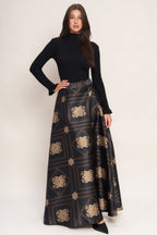 ORNAMENTAL NIGHTS WOVEN MAXI CIRCLE SKIRT
