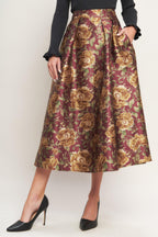 Evening Botanicals Full Midi Skirt