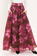 Magenta Bloom Cascade Maxi Full Skirt