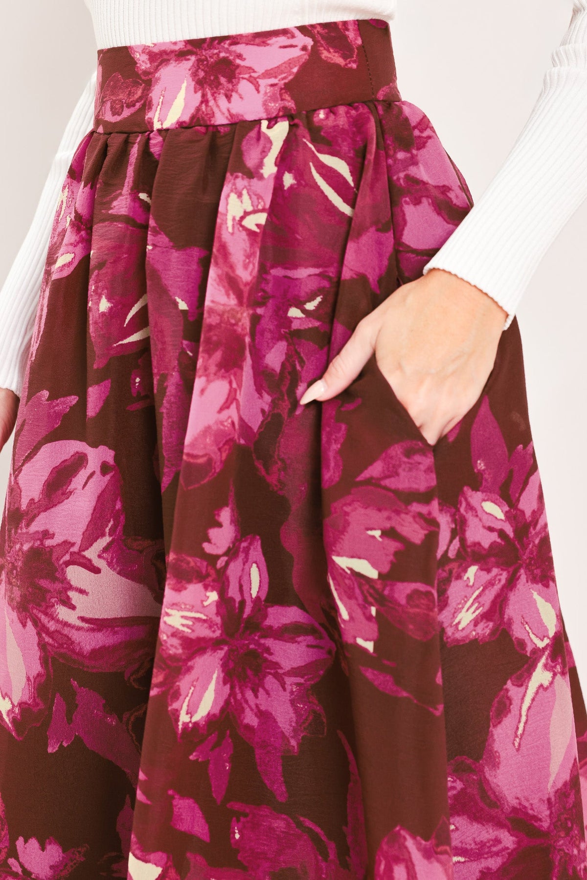 Magenta Bloom Cascade Maxi Full Skirt
