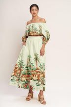 Island Time Only Woven Midi Full Skirt