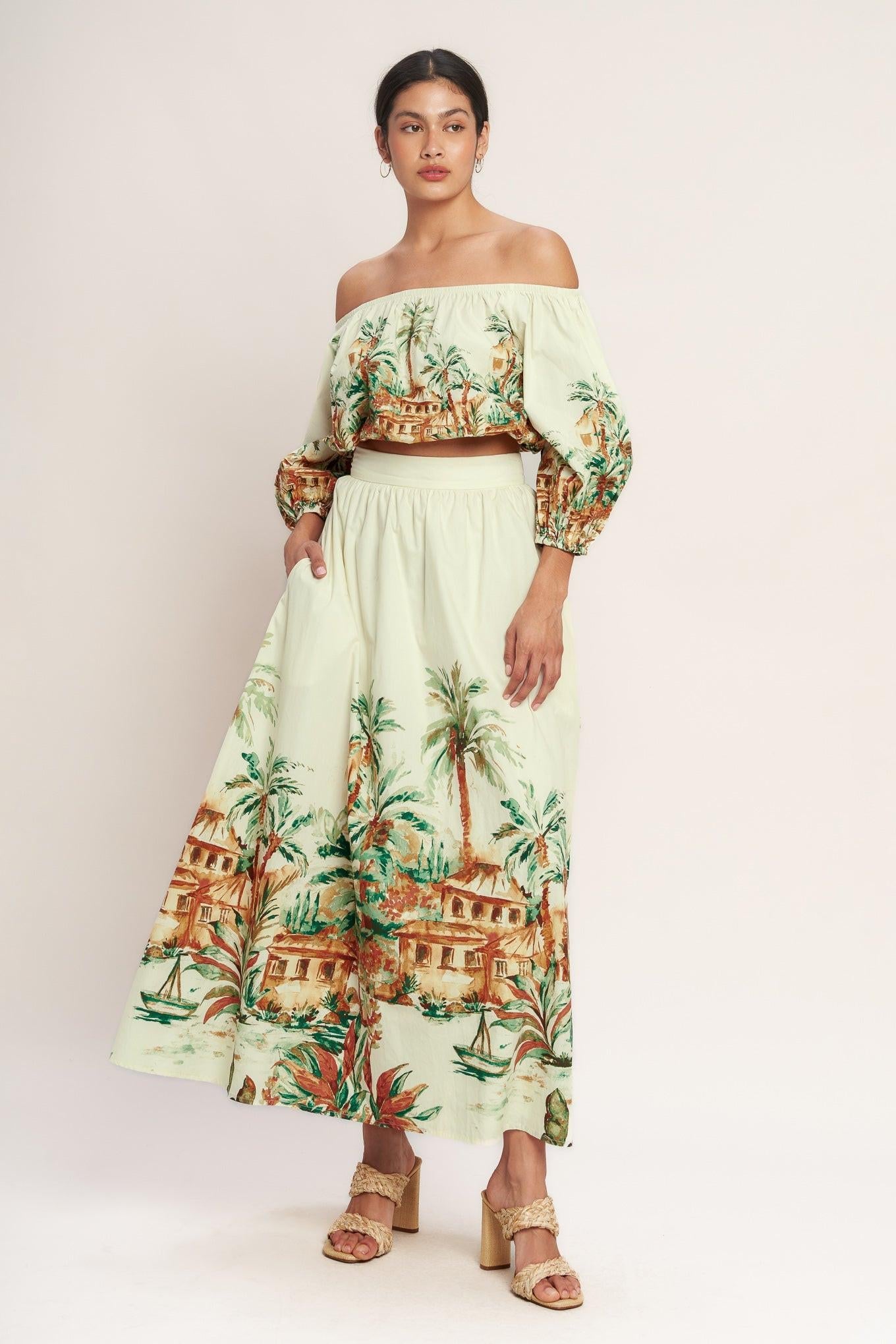 Island Time Only Woven Midi Full Skirt