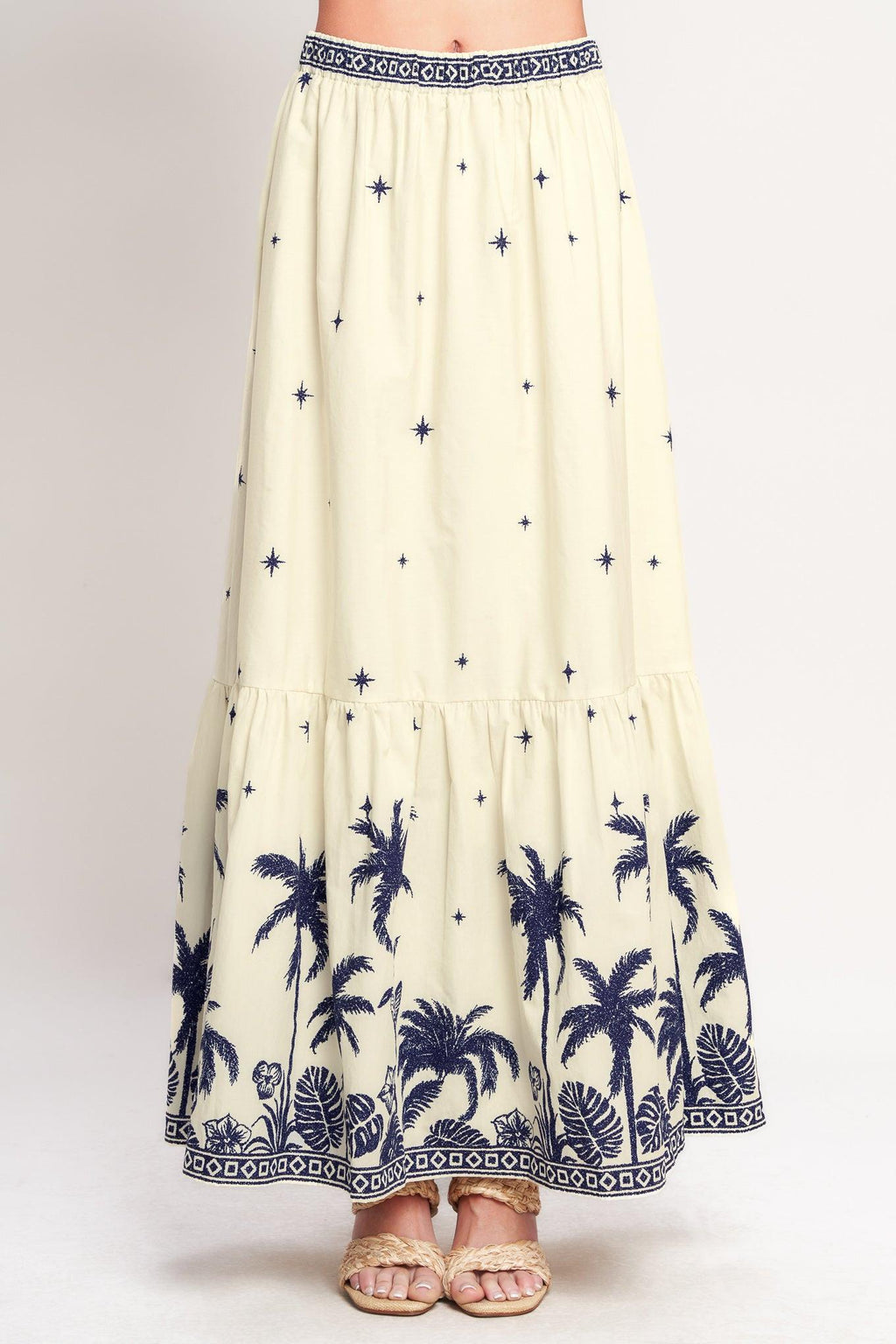 Boho Constellation Woven Maxi Skirt