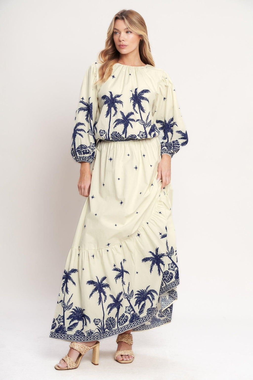 Boho Constellation Woven Maxi Skirt
