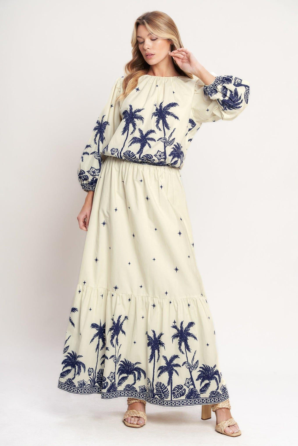 Boho Constellation Woven Maxi Skirt
