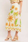 VINTAGE ISLAND WOVEN MIDI SKIRT