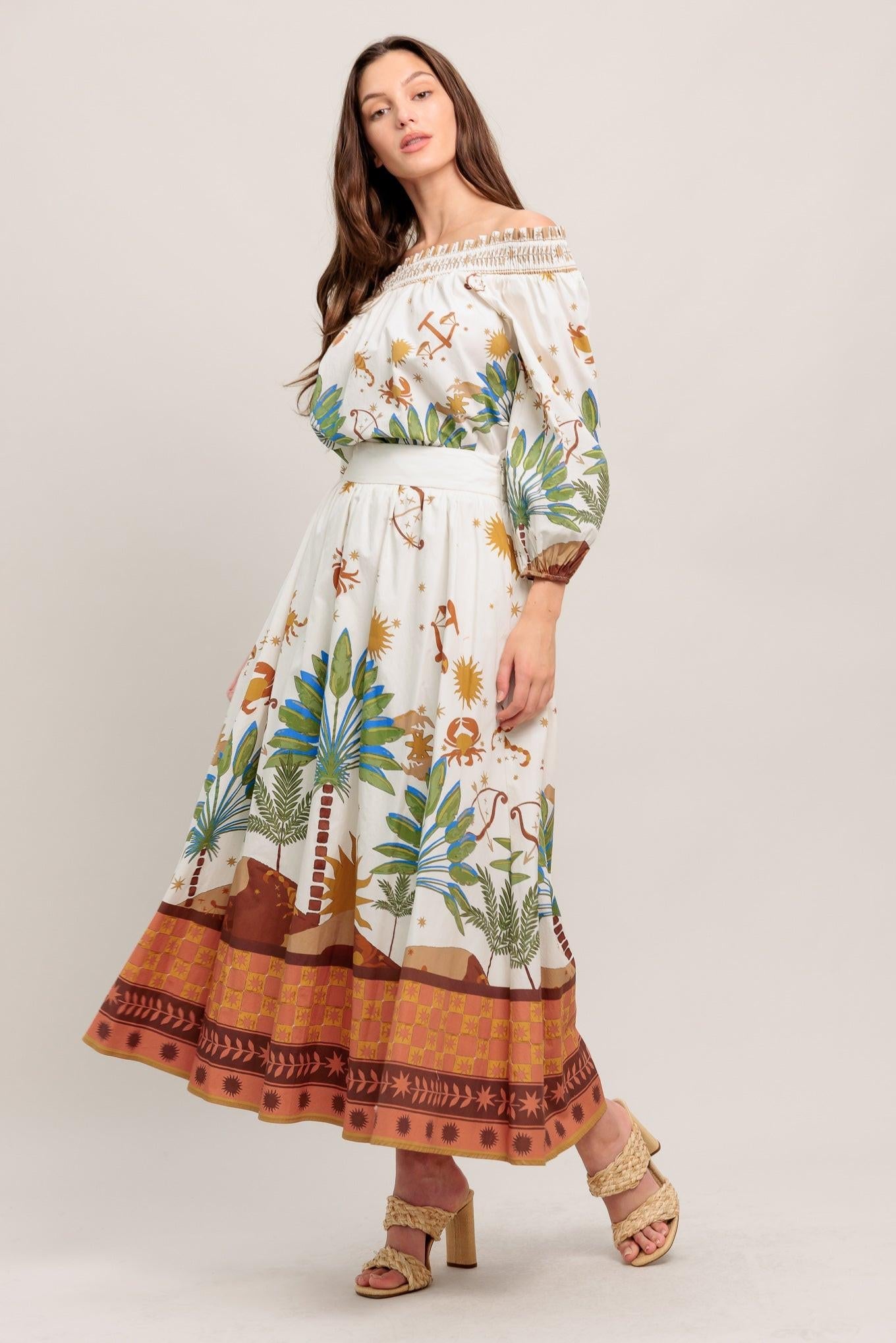Sunlit Garden Woven Full Midi Skirt