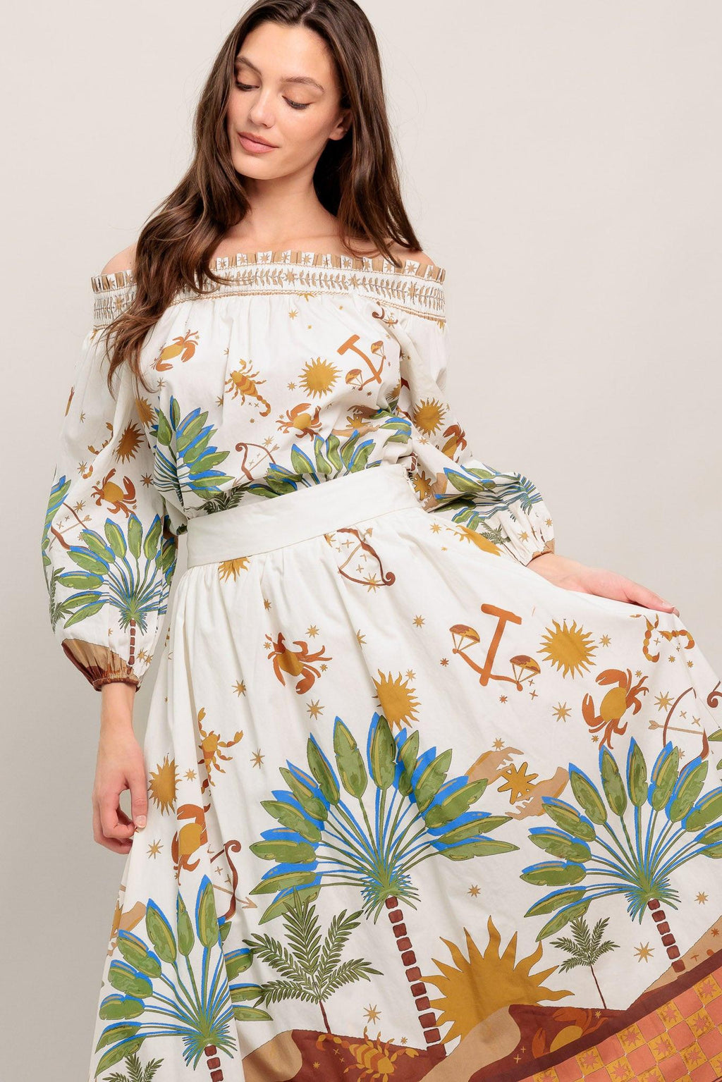 Sunlit Garden Woven Full Midi Skirt
