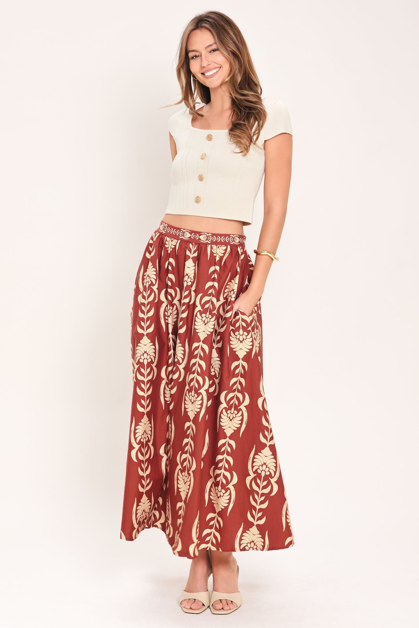 Waikiki Sunset Woven Ankle Skirt