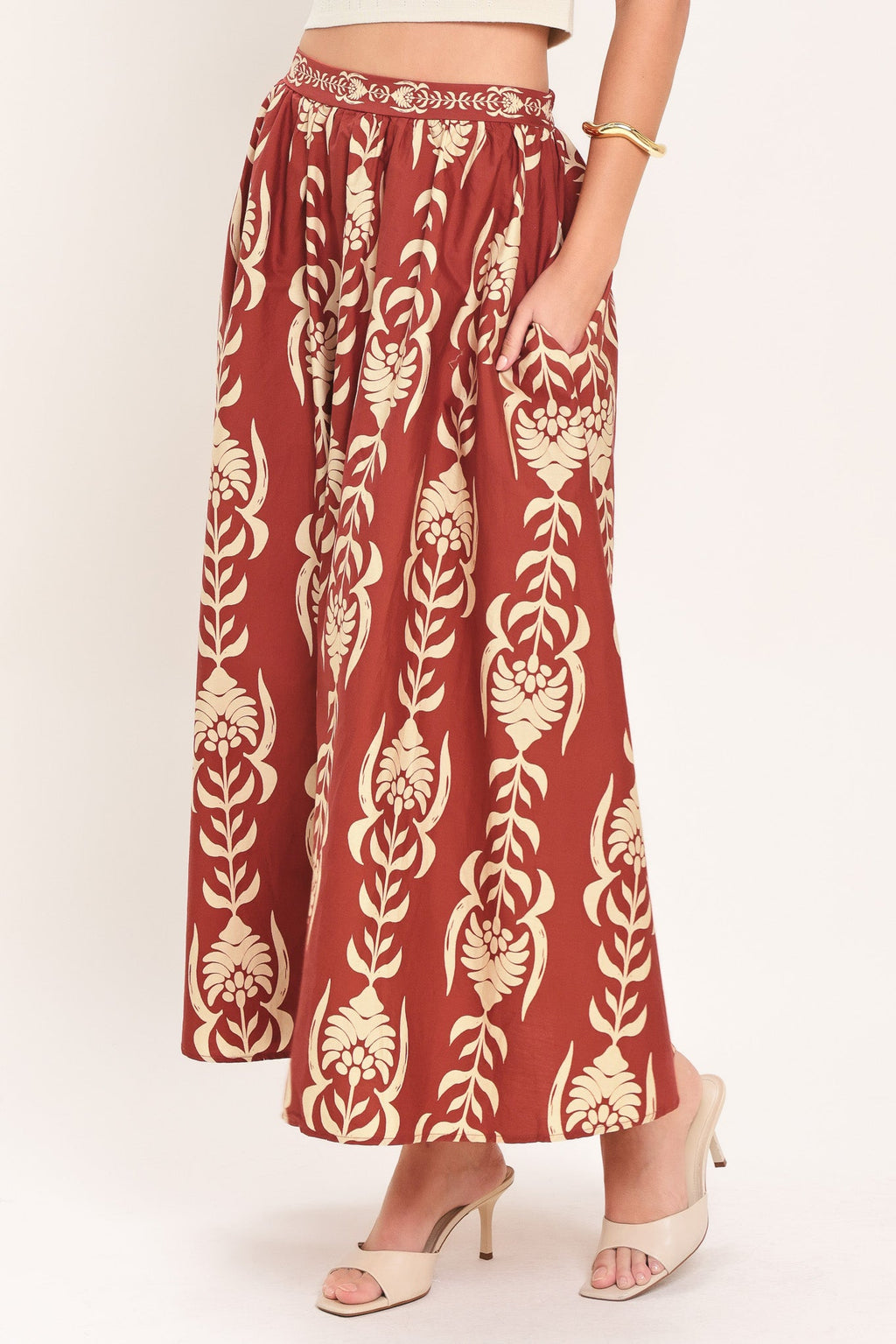 Waikiki Sunset Woven Ankle Skirt