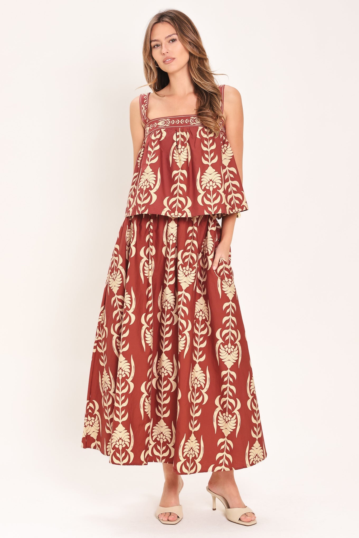 Waikiki Sunset Woven Ankle Skirt