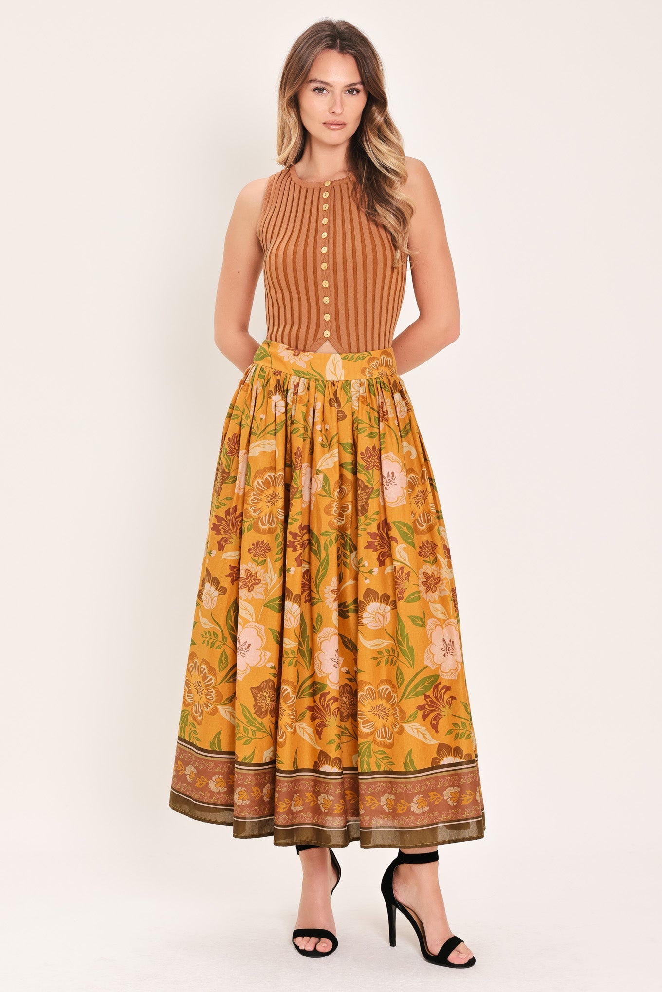 Sunset Garden Full Midi Skirt