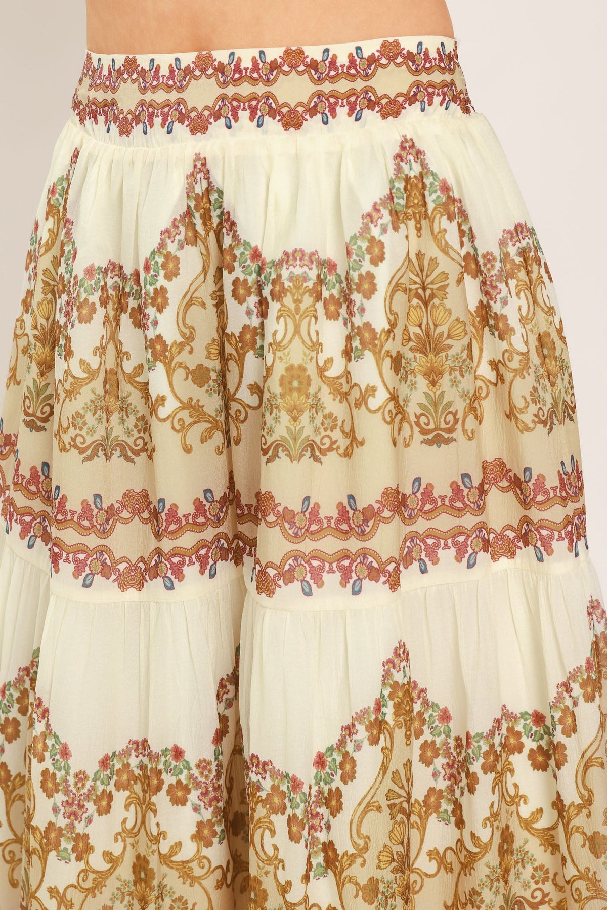 Gilded Scroll Print Maxi Skirt